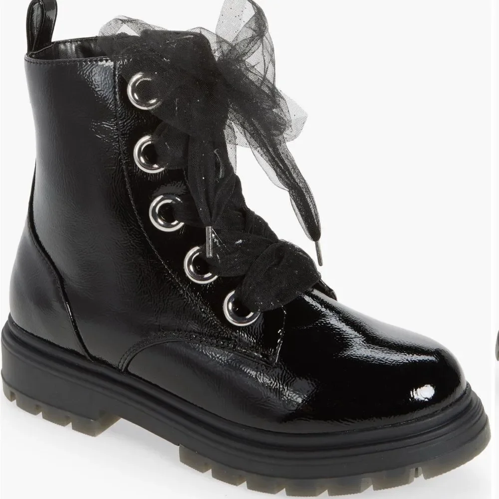 Vibram Shiny Black Kids Boots